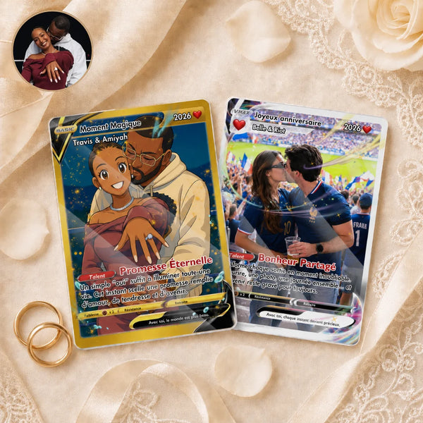 Carte Personnalisée pour Couple – Style Anime, V Collection