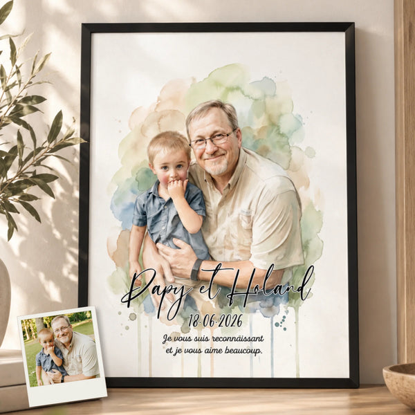 Affiche personnalisée pour grandparents style aquarelle