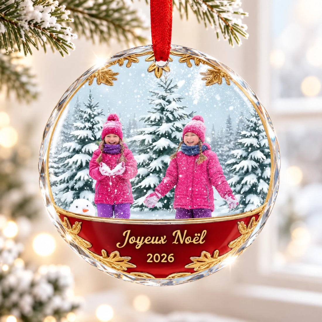 Joyeux Noël 2026 Snow Globe Ornament