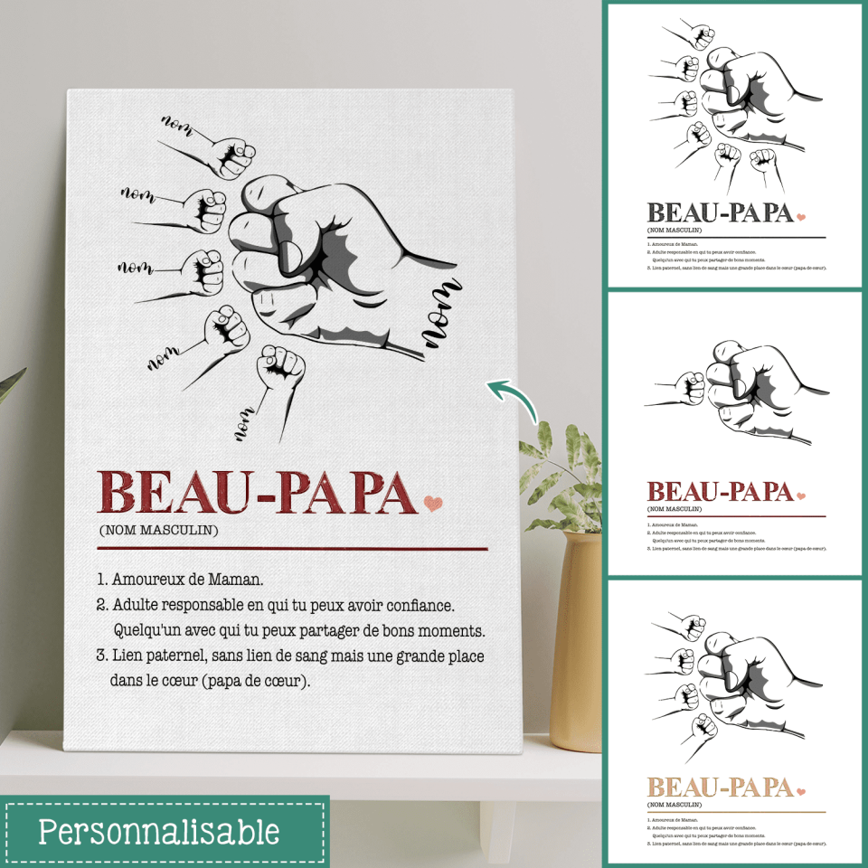 beau papa lien paternel sans lien de sang personnalisable toile pour papa