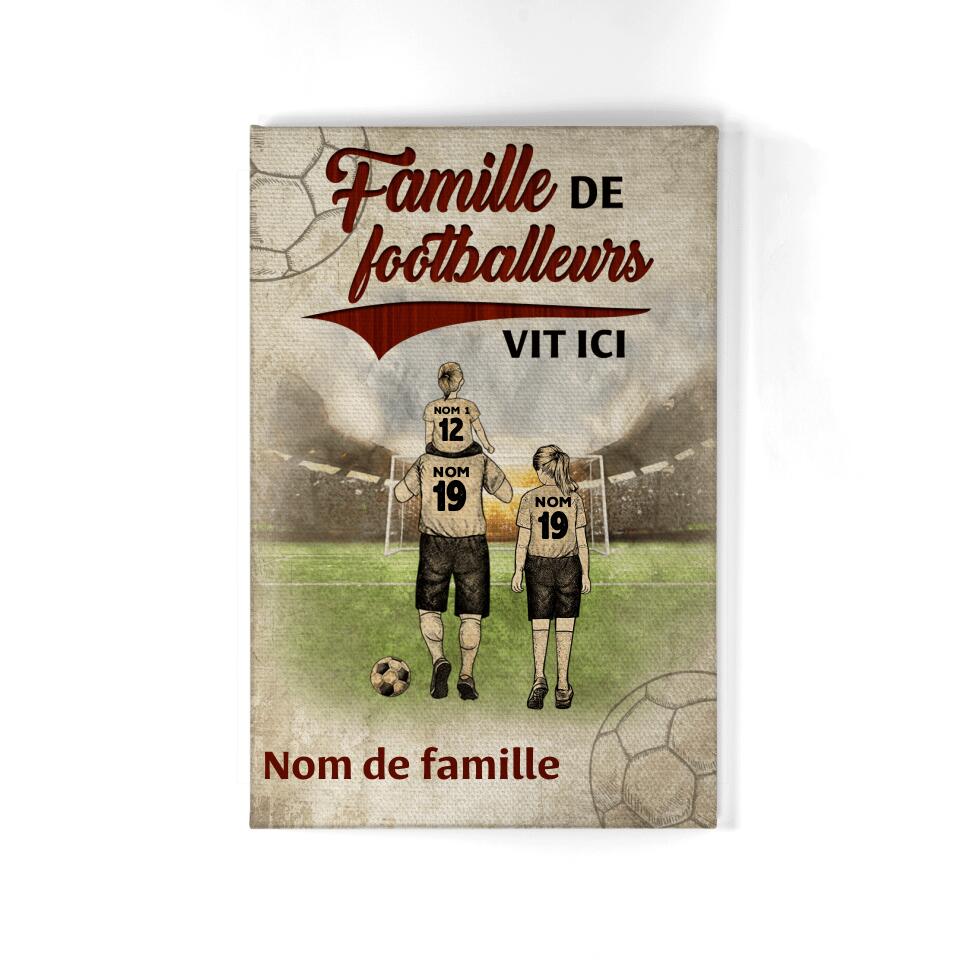 famille de footballeurs vit ici personnalisable toile pour famille