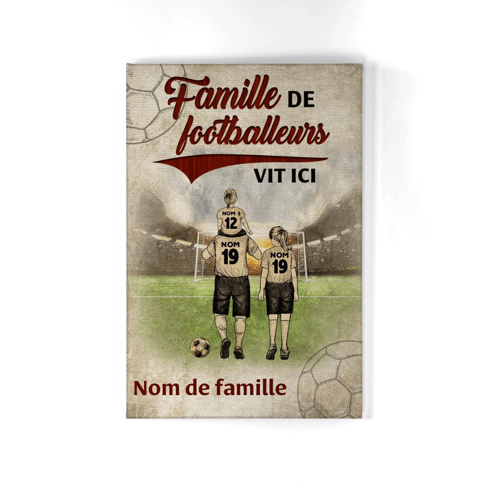 famille de footballeurs vit ici personnalisable toile pour famille
