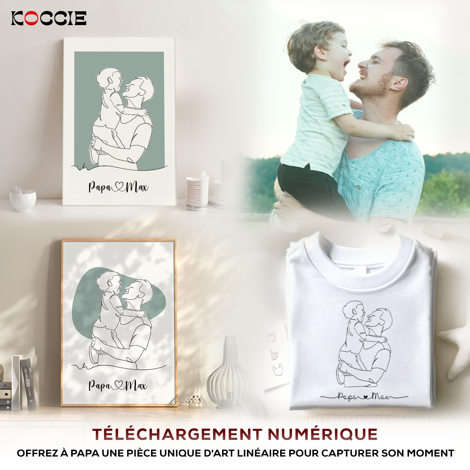 line art minimaliste dessine a la main a partir votre photo cadeau personnalise pour papa