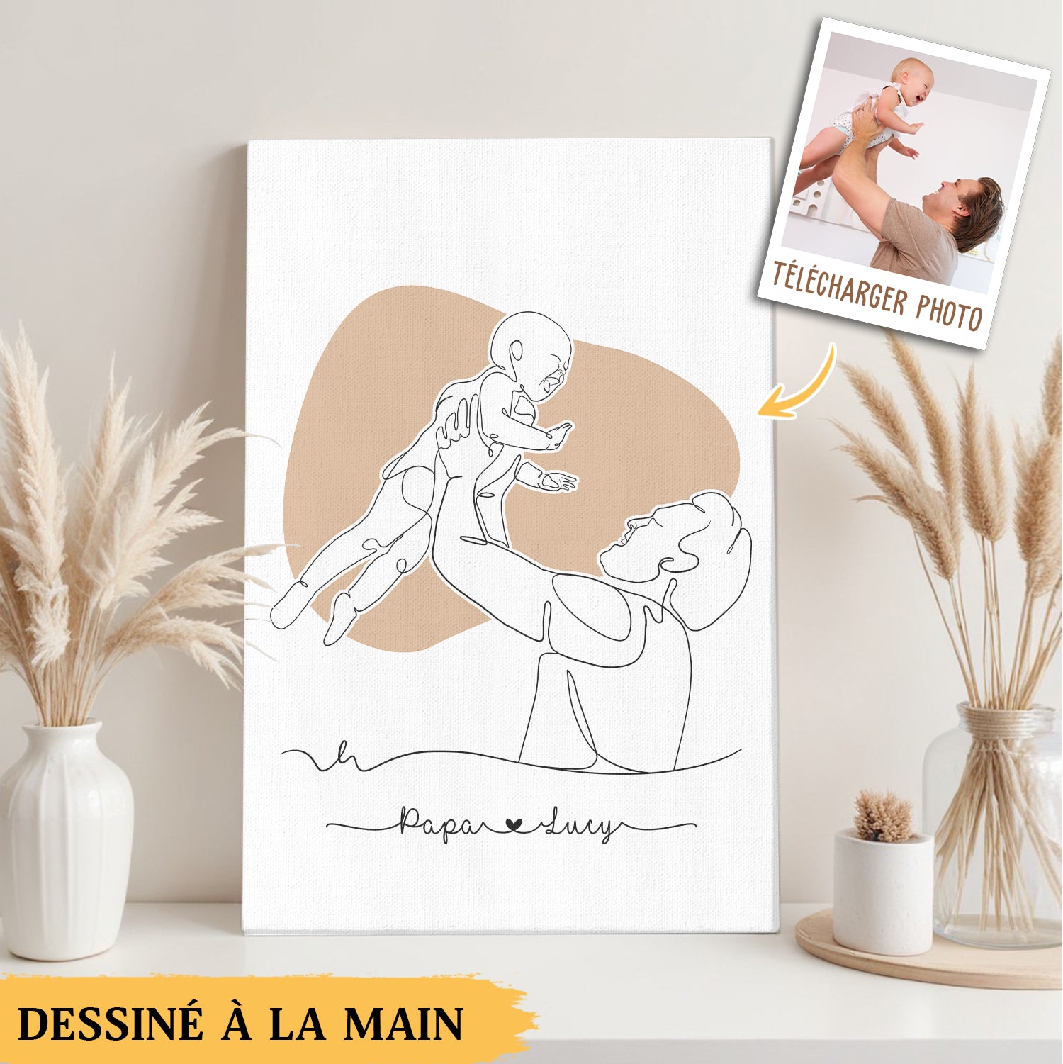 line art minimaliste dessine a la main a partir votre photo cadeau personnalise pour papa