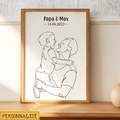 line art minimaliste dessine a la main a partir votre photo cadeau personnalise pour papa