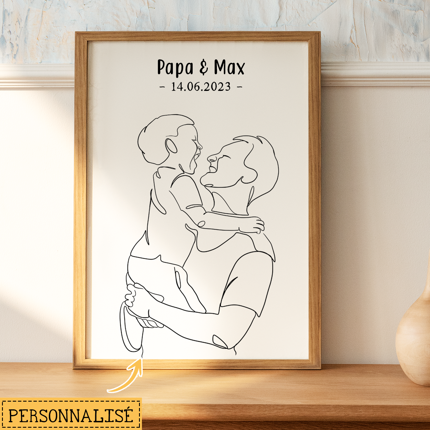 line art minimaliste dessine a la main a partir votre photo cadeau personnalise pour papa