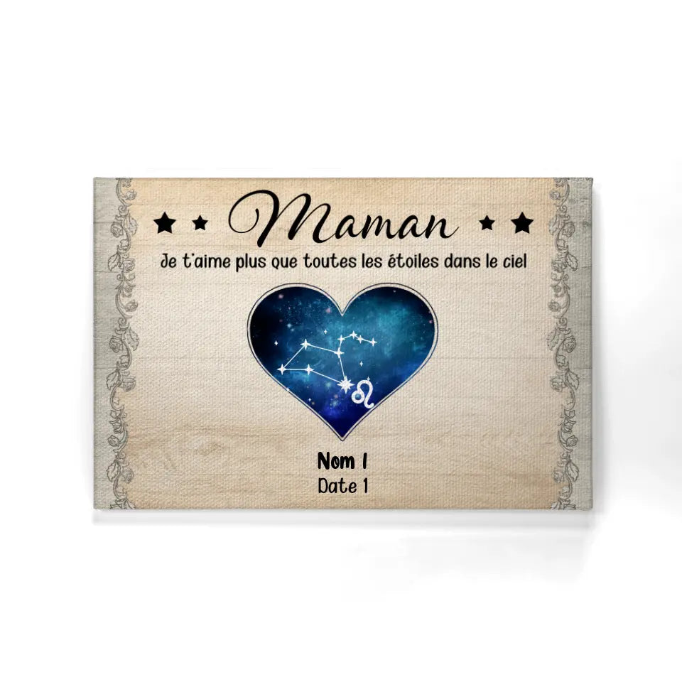 nous taimons plus que toutes les etoiles dans le ciel personnalisable canvas pour maman