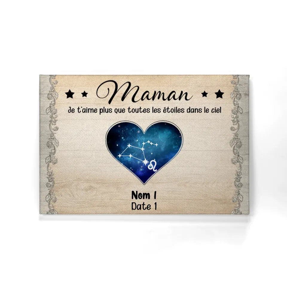 nous taimons plus que toutes les etoiles dans le ciel personnalisable canvas pour maman