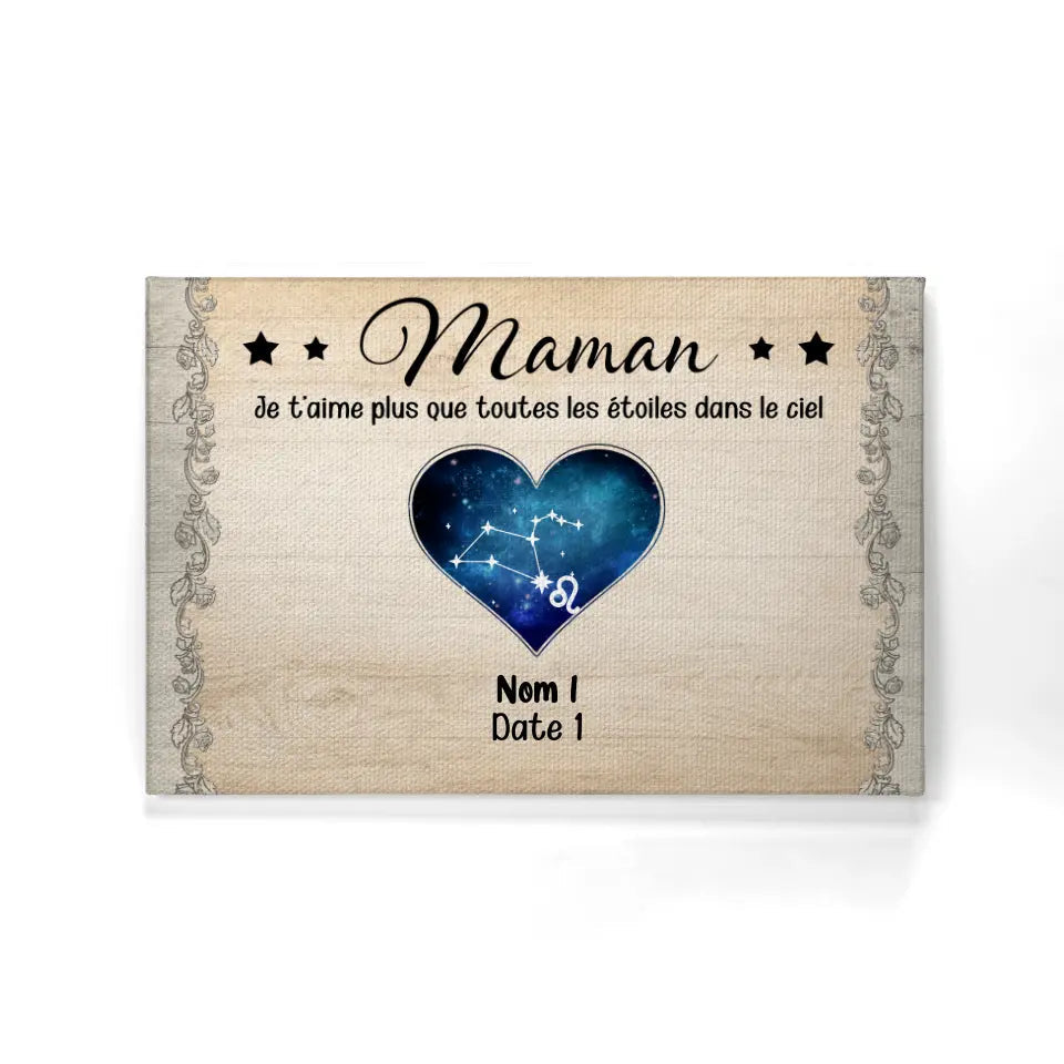 nous taimons plus que toutes les etoiles dans le ciel personnalisable canvas pour maman