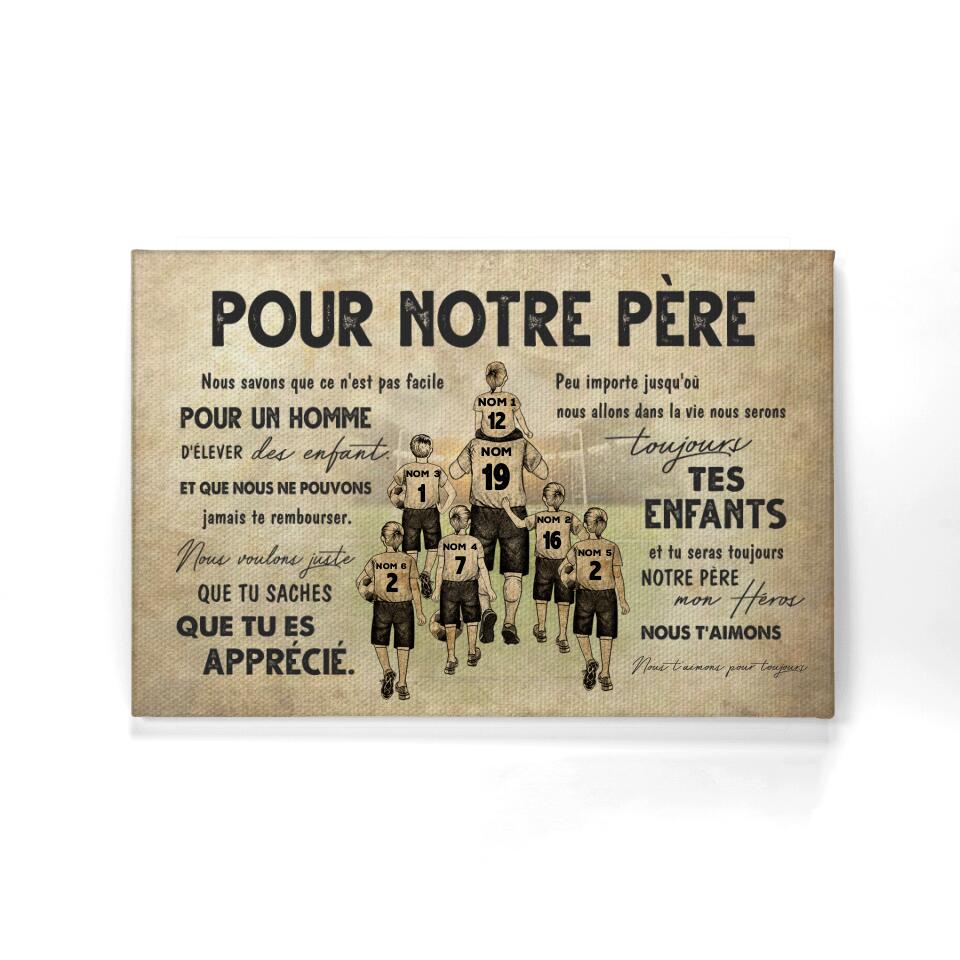 papa football mon pere mon heros je taime personnalisable toile pour papa