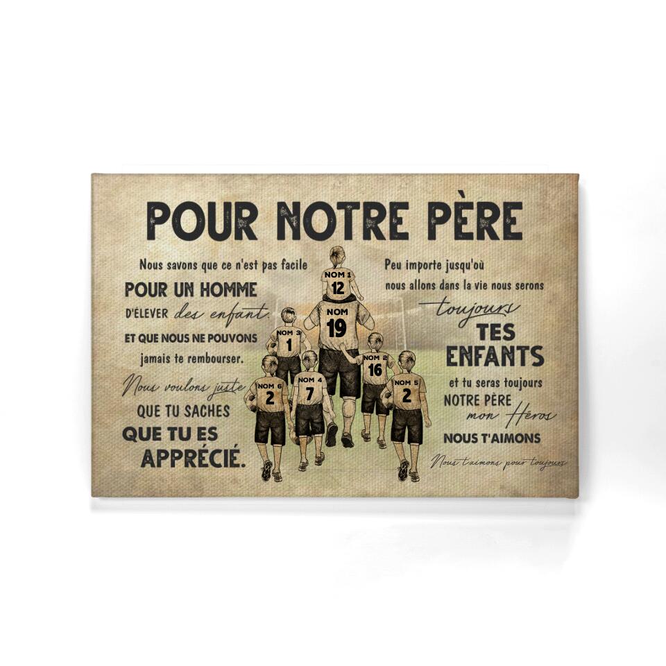 papa football mon pere mon heros je taime personnalisable toile pour papa