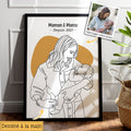 portrait line art dessine a la main a partir dune photo cadeau personnalise pour maman