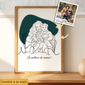 portrait line art dessine a la main a partir dune photo cadeau personnalise pour maman