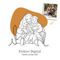 portrait line art dessine a la main a partir dune photo cadeau personnalise pour maman