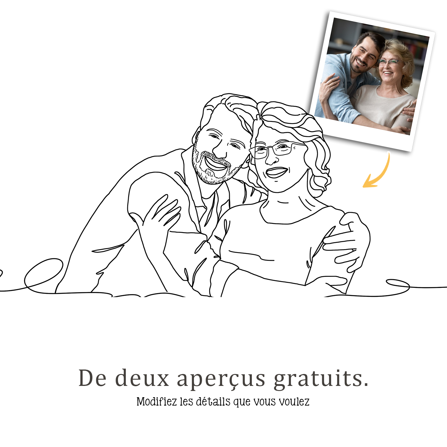 portrait line art dessine a la main a partir dune photo cadeau personnalise pour maman