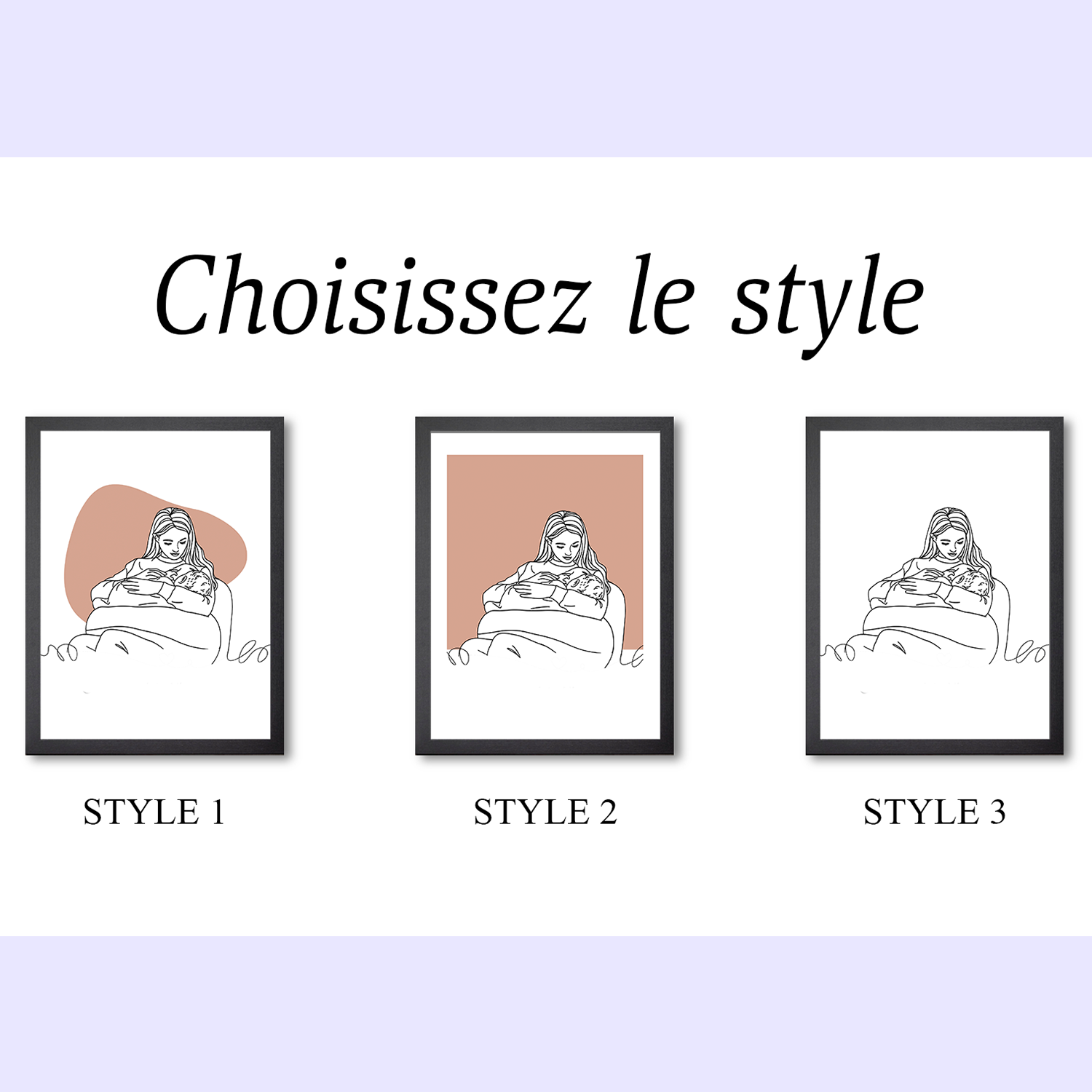 portrait line art dessine a la main a partir dune photo cadeau personnalise pour maman