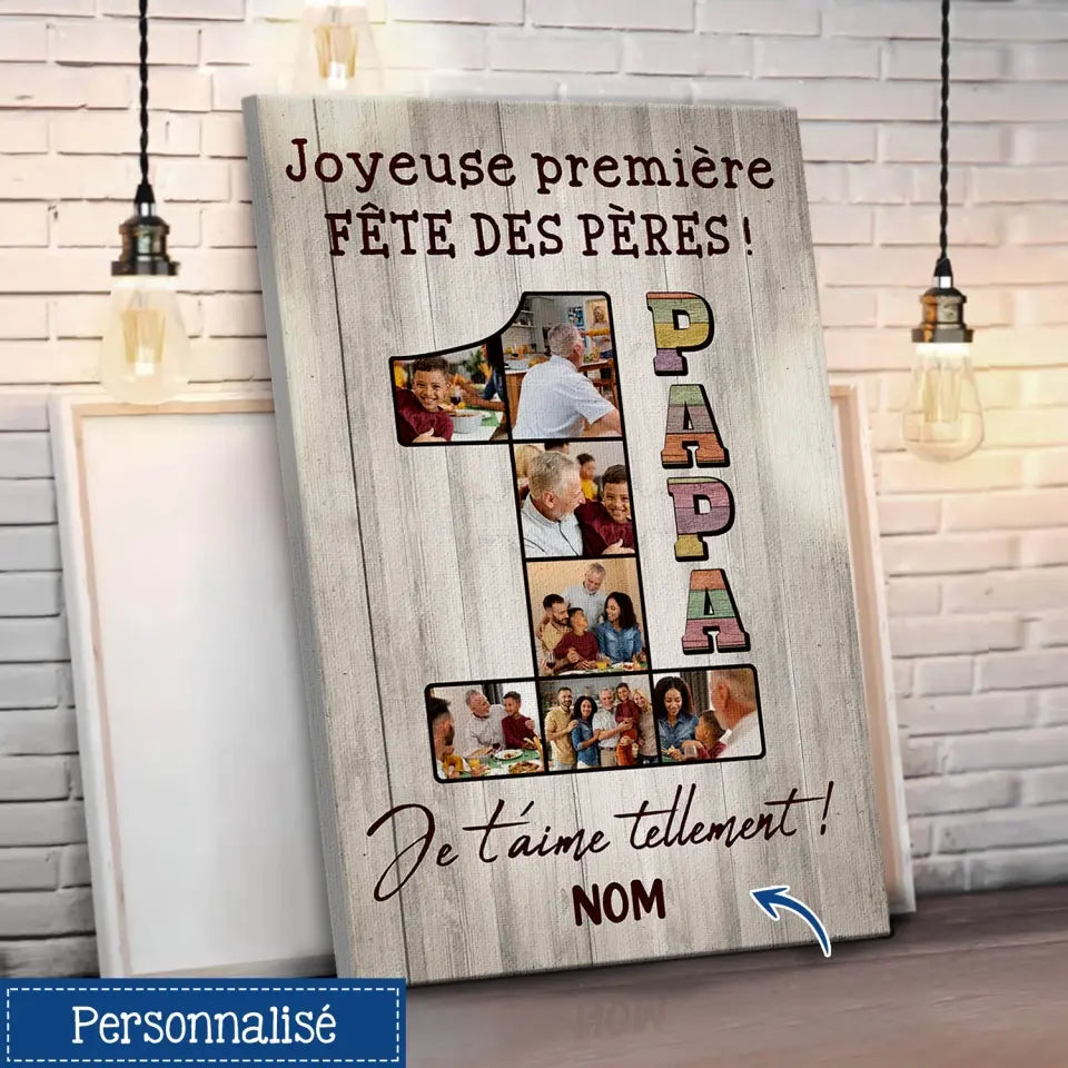 toile personnalisee pour papa cadeau personnalise pour papa joyeuse premiere fete des peres papa